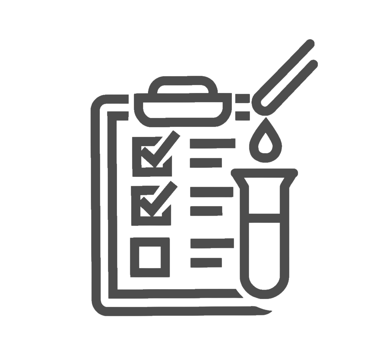 Icon of a medical checklist and test tube representing laboratory analysis or fertility testing.